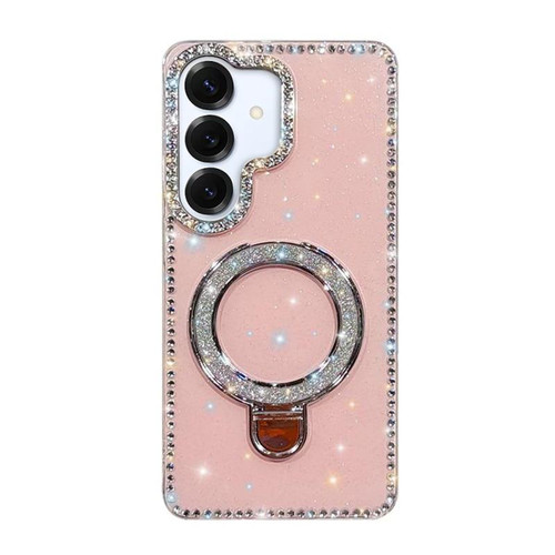 Samsung Galaxy A16 5G Rhinestone Glitter Kickstand Dual-side IMD Phone Case - Glitter Light Pink